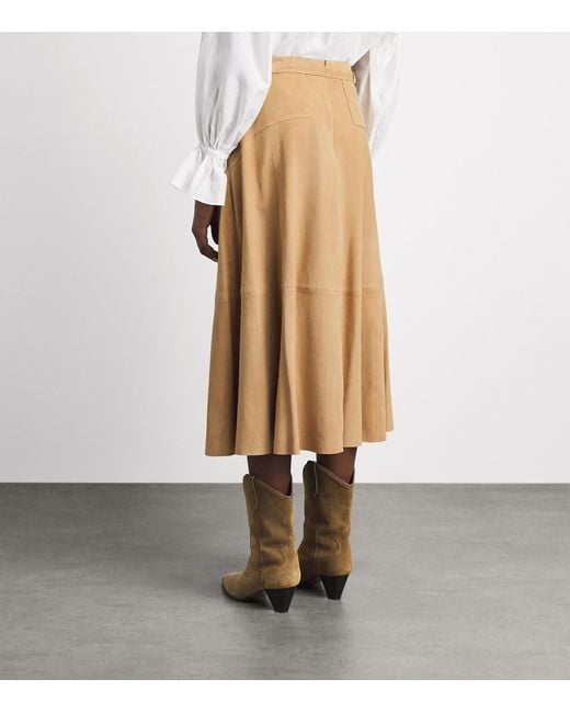 Polo Ralph Lauren Natural Suede Midi Skirt