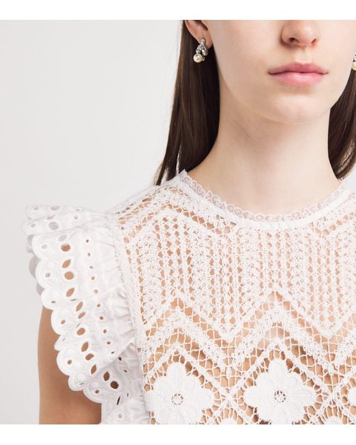 Self-Portrait White Crochet Lace Blouse