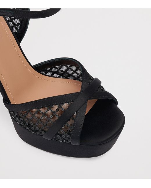 Malone Souliers Black Sequin Mesh Sylvie Platform Sandals 125