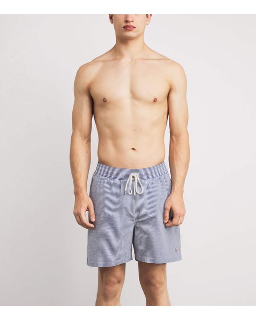 Polo Ralph Lauren Blue Seersucker Traveller Swim Shorts for men