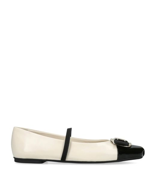 Ferragamo White Leather Zina Ballet Flats