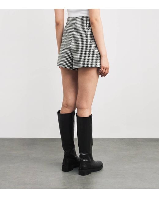 Sandro Black Tweed Sequinned Houndstooth Shorts