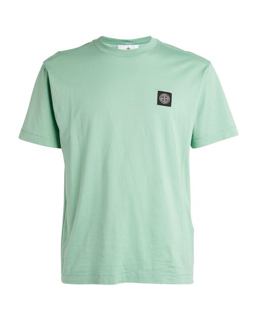 Stone Island Green Cotton Compass Logo T-shirt for men