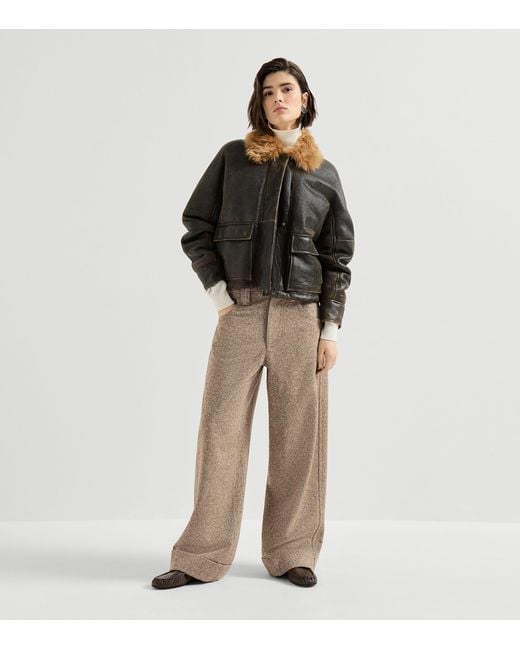 Brunello Cucinelli Natural Virgin Wool-Blend Monili Trousers