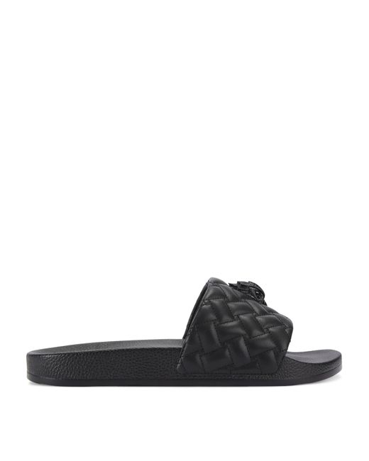 Kurt Geiger Black Quilted Meena Eagle Slides for men