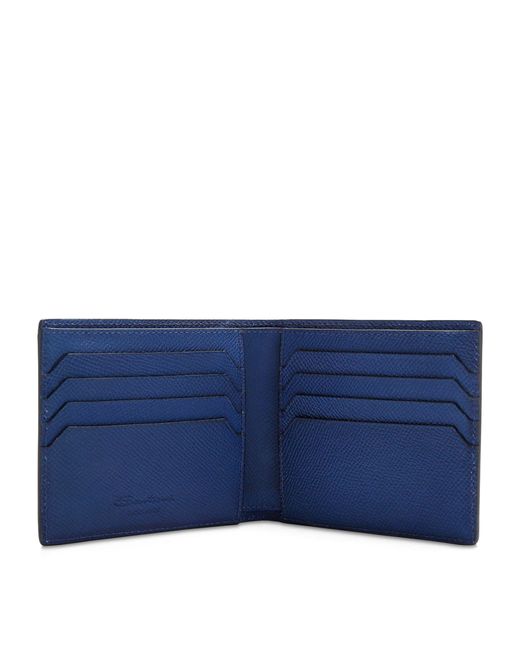 Santoni Blue Leather Ombré Bifold Wallet for men