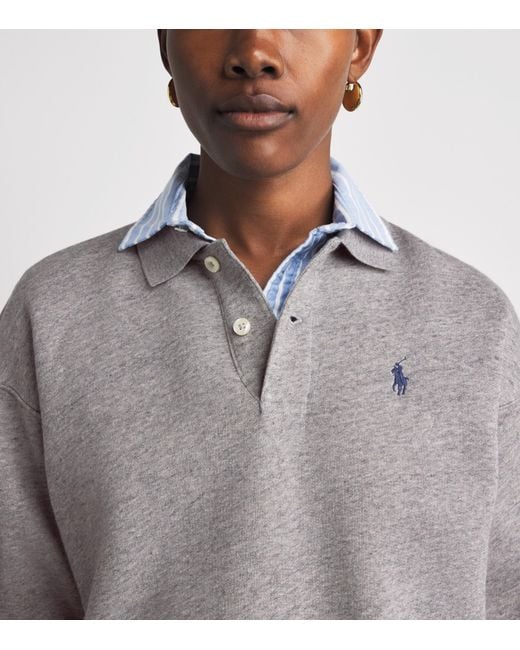 Polo Ralph Lauren Gray Fleece Polo Sweatshirt