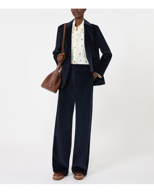 Weekend by Maxmara Blue Corduroy Wide-Leg Trousers