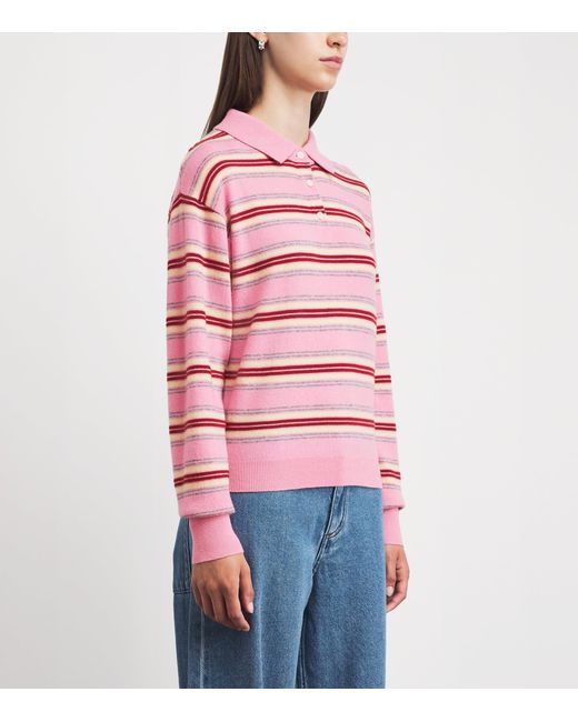 Guest In Residence Pink Cashmere Collegiate Stripe Sweater