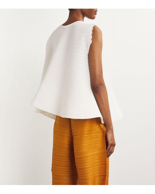 Pleats Please Issey Miyake White Pleated Blouse