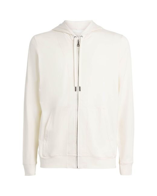 Derek Rose White Micromodal Zip-Up Hoodie for men