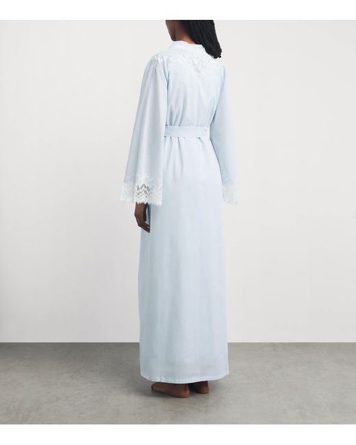 Bocan Blue Cotton Lace-Trim Yasmine Robe