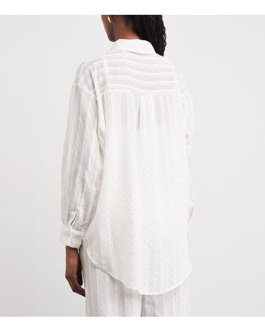 Melissa Odabash White Cotton Diamanté Ziggy Shirt