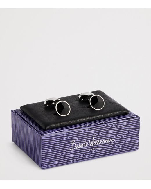 Babette Wasserman Black Rhodium-Plated Embellished Galileo Cufflinks for men