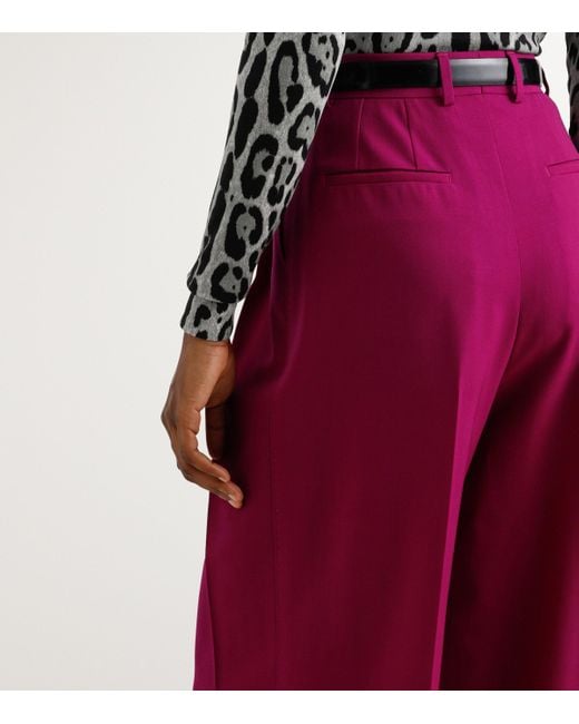 Dolce & Gabbana Red Stretch-Wool Wide-Leg Trousers
