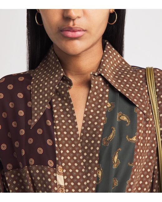Zimmermann Brown Printed Tuck Midi Dress