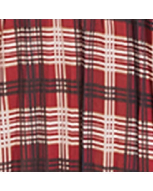 Self-Portrait Red Chiffon Checked Midi Dress