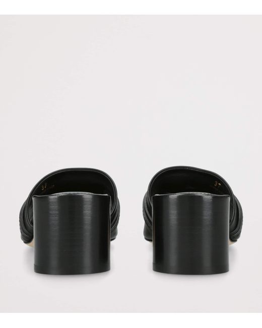 Tod's Black Leather Cuoio Heeled Mules 55