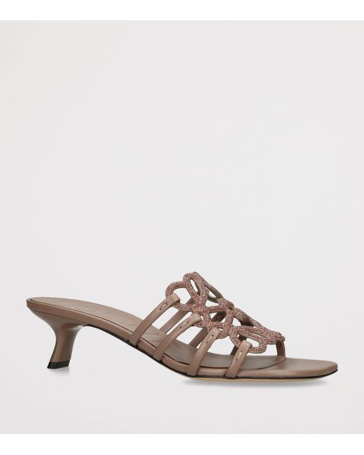 Loewe Brown Suede Petal Anagram Heeled Mules 45