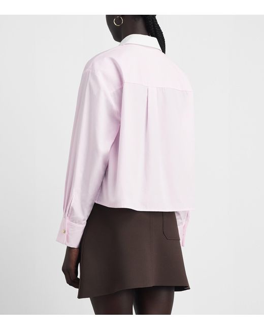 Maje Pink Cotton Cropped Shirt