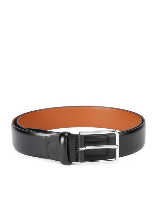 Santoni Brown Leather Belt for men