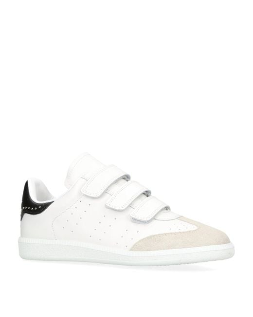 Isabel Marant White Leather Velcro Beth Sneakers