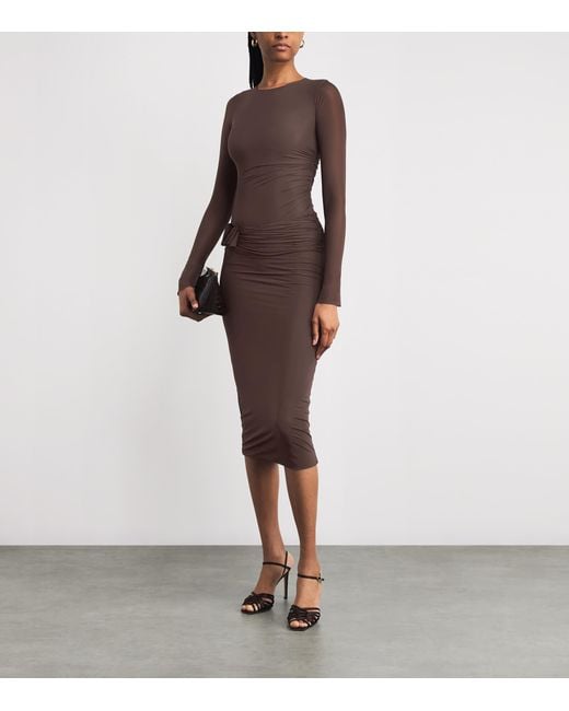 Maygel Coronel Anna Midi Dress in Brown | Lyst UK