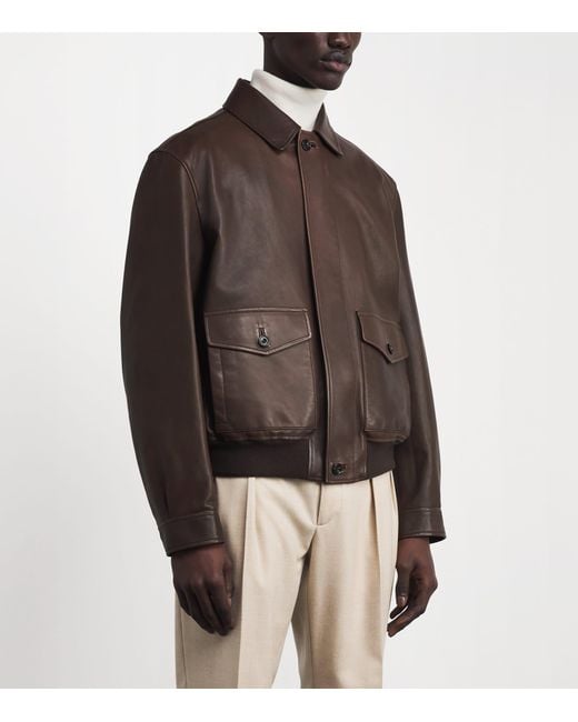 Ralph Lauren Brown Leather Everett Flight Jacket for men