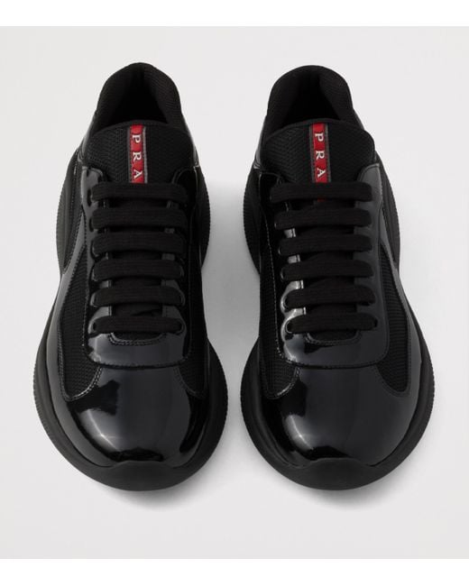Prada Black Patent Leather-Blend America's Cup Sneakers for men