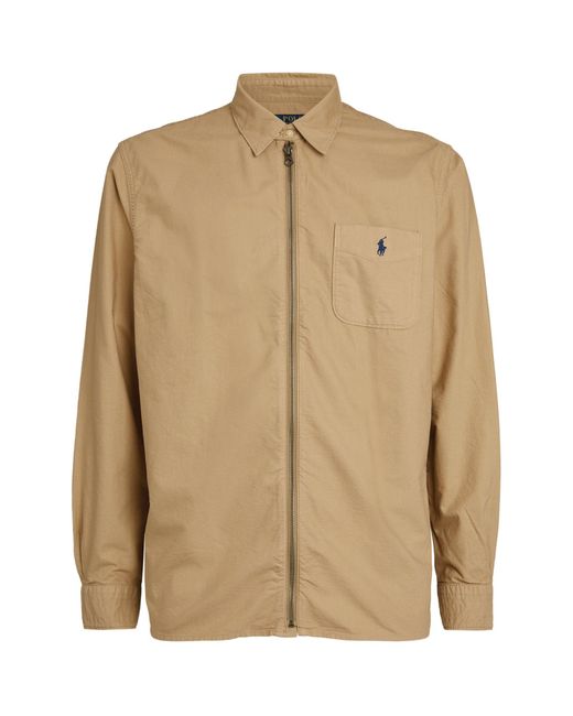 Polo Ralph Lauren Cotton Zip-up Overshirt in Beige (Natural) for 