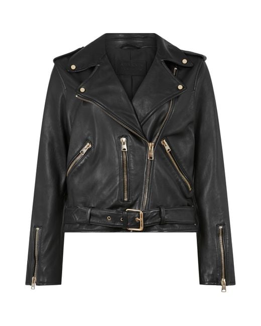 AllSaints Black Leather Balfern Jacket