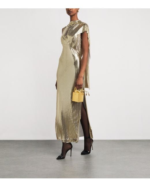 Rabanne Metallic Chainmail Cape-Detail Gown