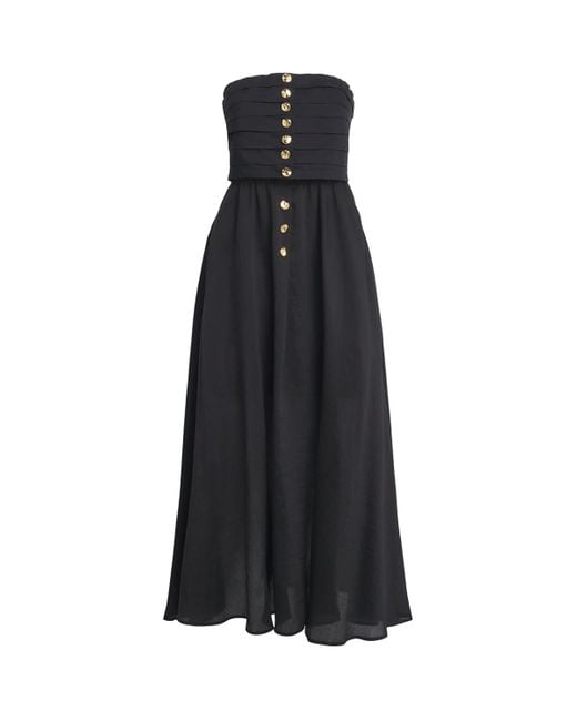 Sandro Black Cotton-Blend Bandeau Midi Dress