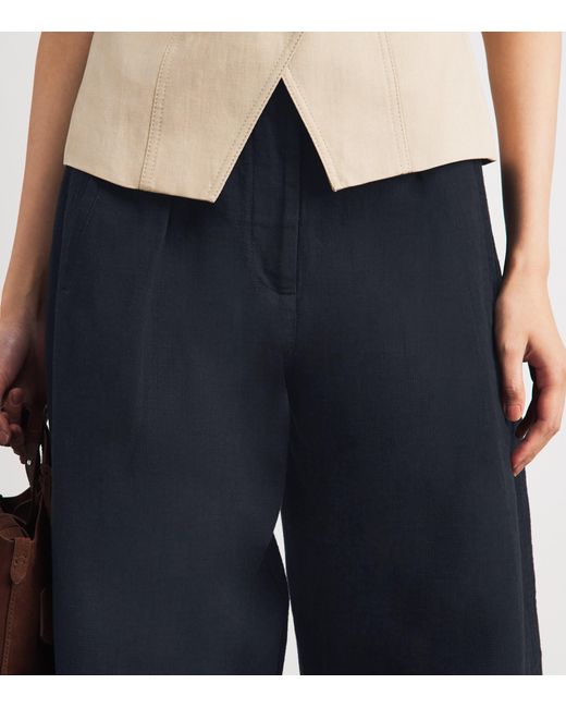 ME+EM Blue Cotton Barrel-Leg Trousers