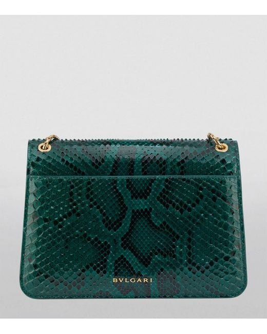 BVLGARI Green Python Leather Serpenti Forever Shoulder Bag