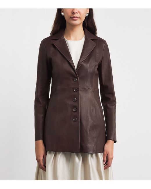 Nour Hammour Brown Monica Leather Jacket