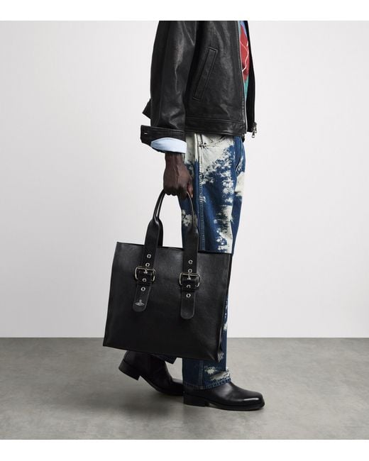 Vivienne Westwood Black Leather Alex Tote Bag for men