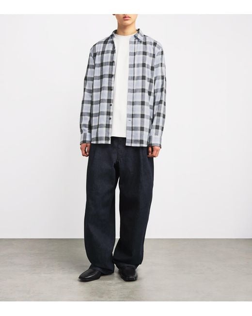 7 For All Mankind Blue Check Print Shirt for men