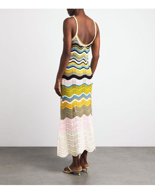 LaDoubleJ White Cotton Knitted Chevron Midi Dress