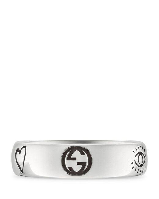 Gucci White Sterling Silver Blind For Love Ring