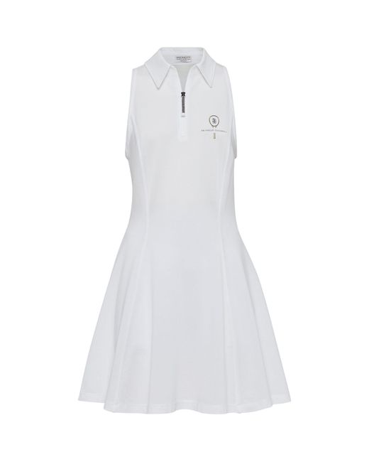 Brunello Cucinelli White Stretch-cotton Piqué Tennis Dress