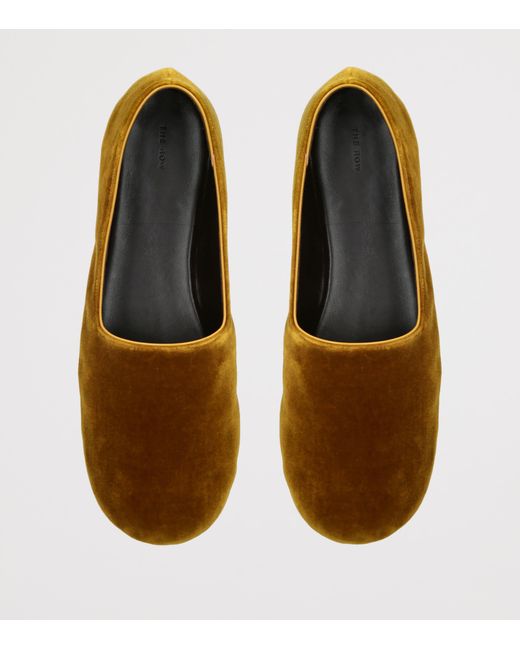 The Row Brown Ponti Velvet Slippers