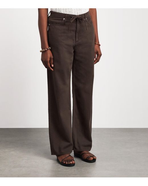Rag & Bone Brown Drawstring Phoebe Wide-Leg Jeans