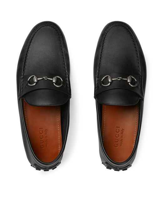 Gucci Black Leather Horsebit Driving Shoes for men