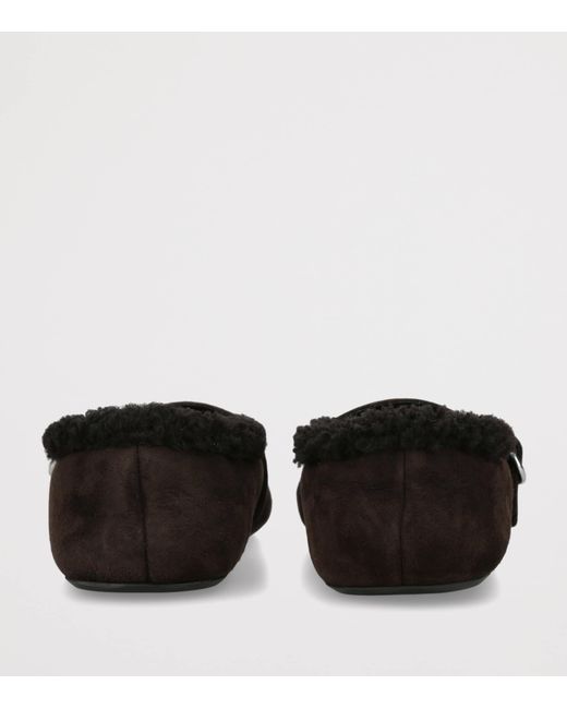 Alaïa Black Shearling Ballet Flats