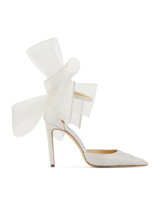 Jimmy Choo Leather Averly 100 Embellished Pumps in White Lyst