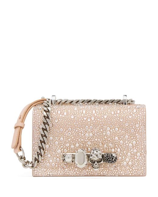 Alexander McQueen Natural Mini Leather Jewelled Satchel