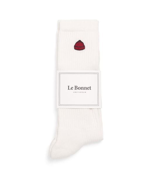 Le Bonnet White Cotton-Blend Logo Socks for men