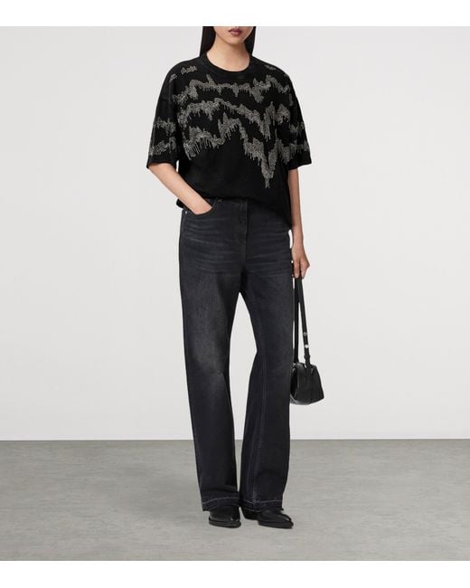 AllSaints Black Embellished Maia Etta T-Shirt
