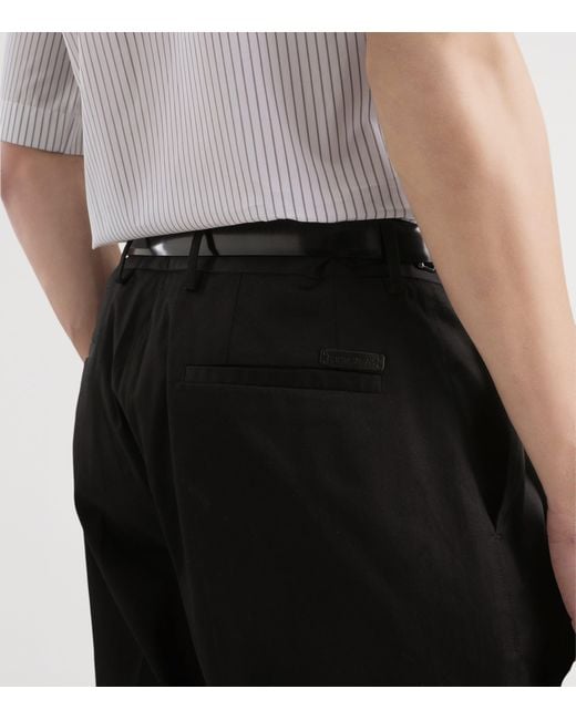 Dolce & Gabbana Black Cotton-Blend Wide-Leg Tailored Trousers for men